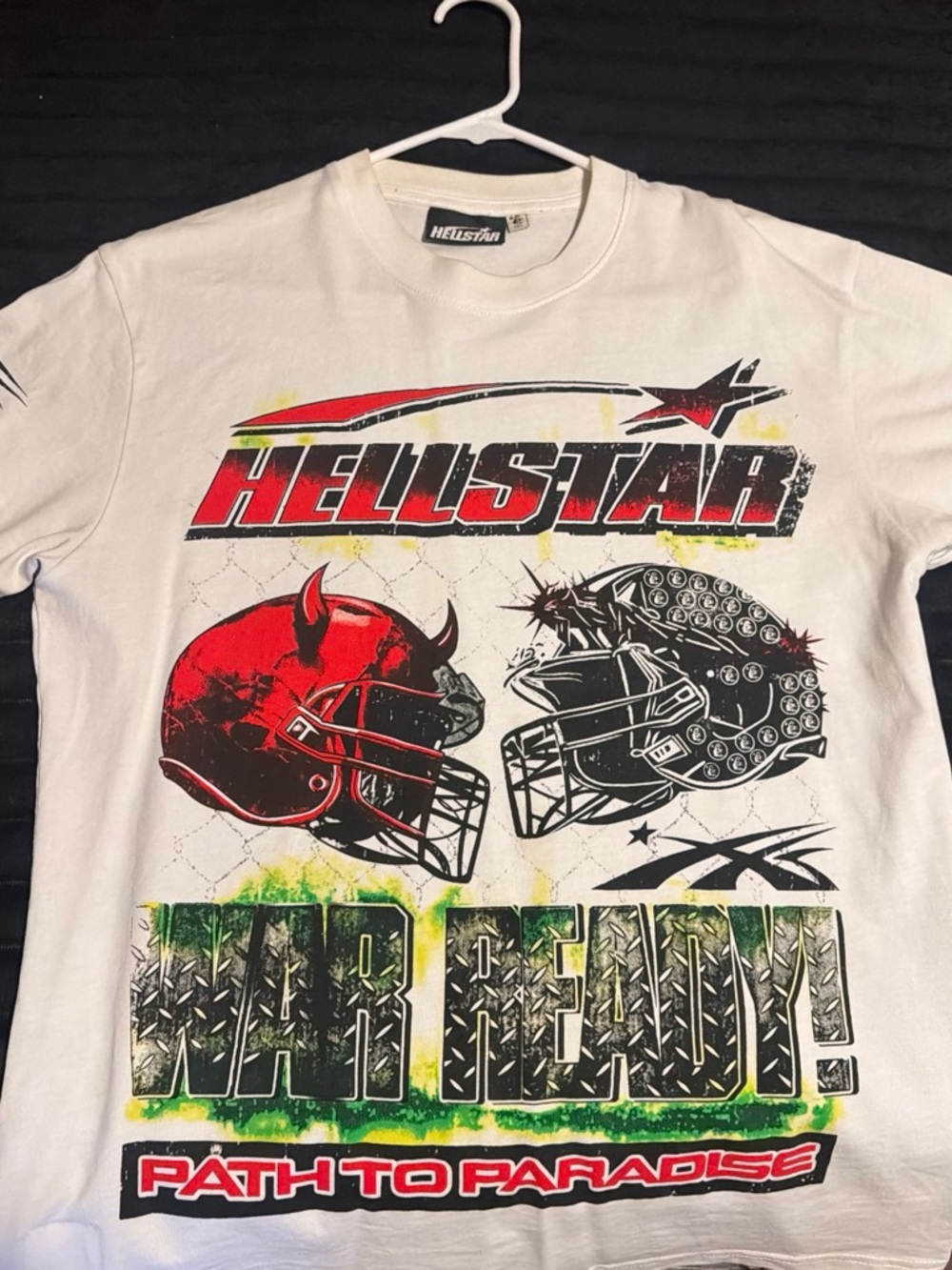 HELLSTAR Men’s White Graphic 'War Ready' Logo Tee and Bathing ape tee